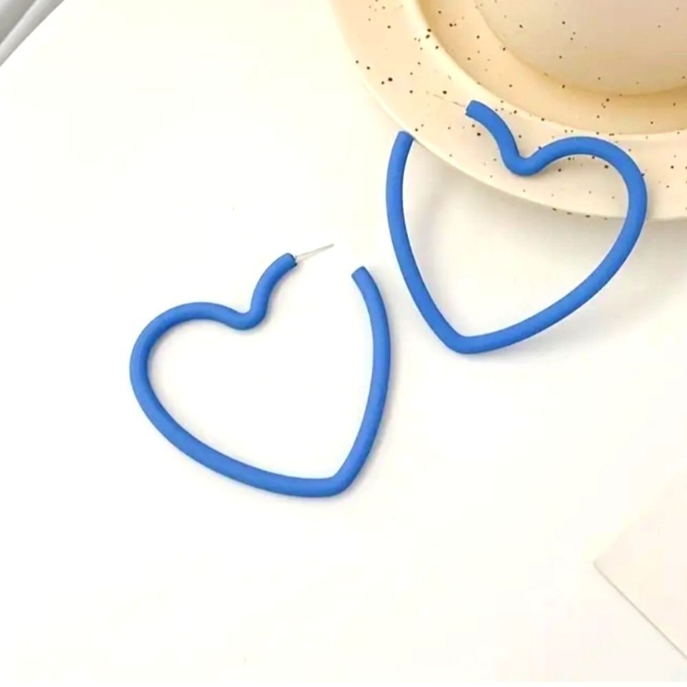 Periwinkle heart-shaped large hoop earrings statement jewelry